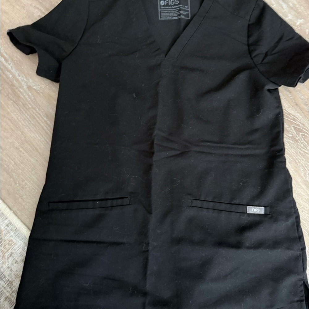 Figs Black Technical Collection Scrub Top